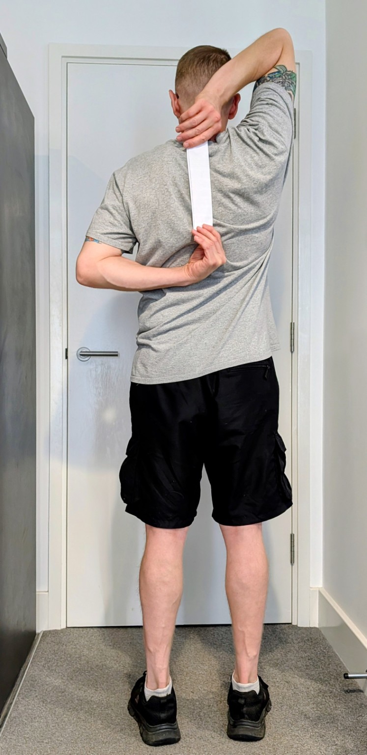 David demonstrating the Shoulder Mobility movement screen